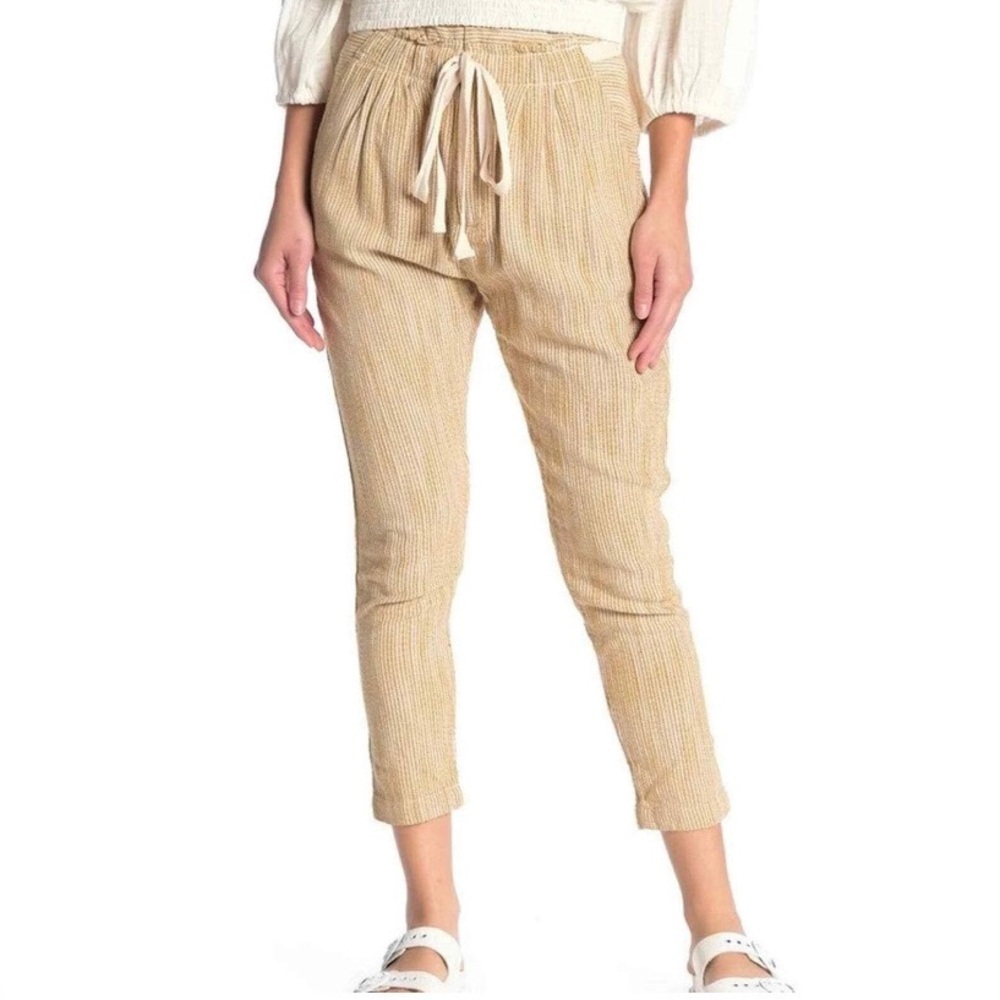 Free People Beige Cropped Drawstring Pants